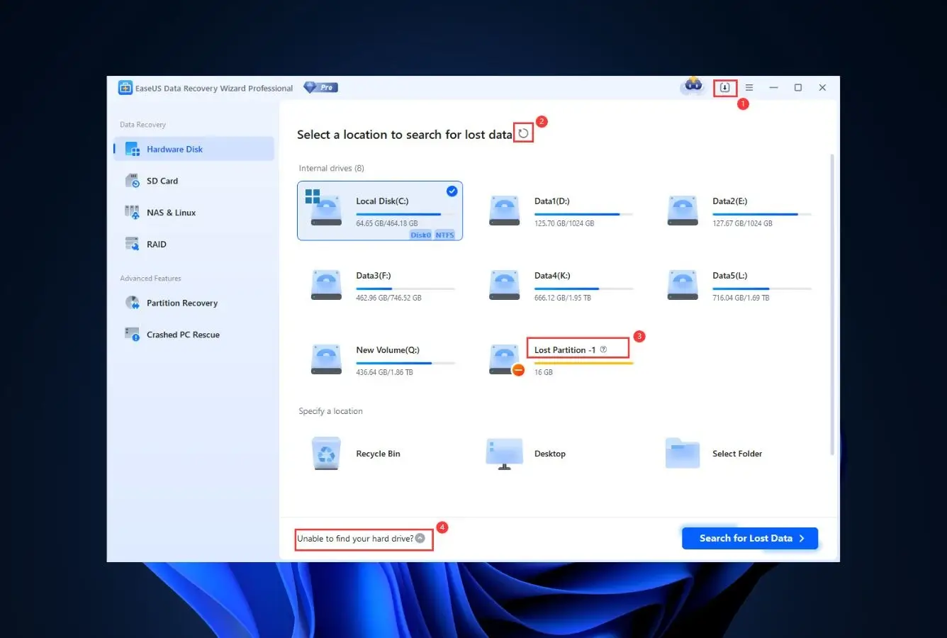 EaseUS Data Recovery Wizard. Lifetime Data Rescue alternative with wizard interface
